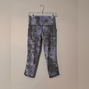 Athleta Gray and Purple Tie-Dye Leggings